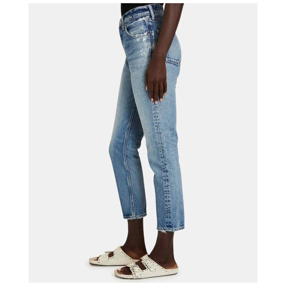 Moussy Vintage Dells Cropped Boy Skinny Jeans Blue Straight Leg 025EAC11-2220 25